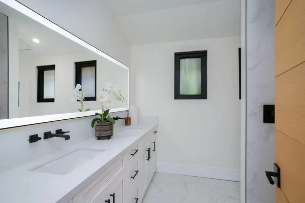 Secondary Bath Vanity & Glass Shower