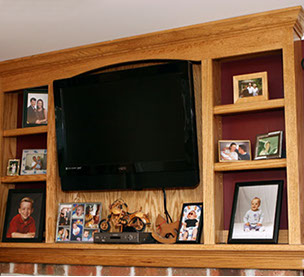 Golden Oak Above Mantel Entertainment Center