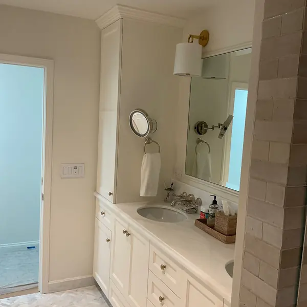 Custom Double Vanity with Brass Hardware
