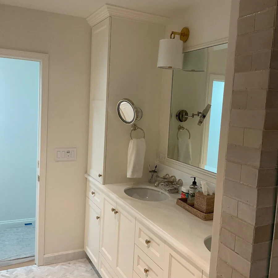 Custom Double Vanity with Brass Hardware