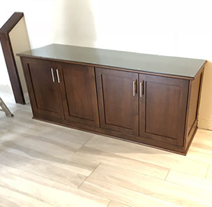 Traditional Paint Grade Entertainment Center with an Antique White Lacquer Finish