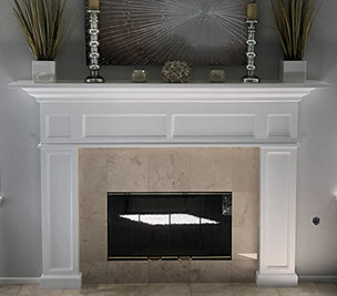 Paint Grade Fluted Colonial Mantel with a Swiss Coffee Lacquer Finish