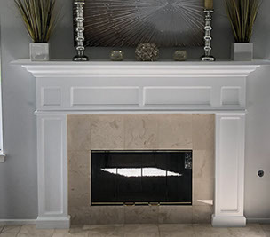 Paint Grade Fluted Colonial Mantel with a Swiss Coffee Lacquer Finish
