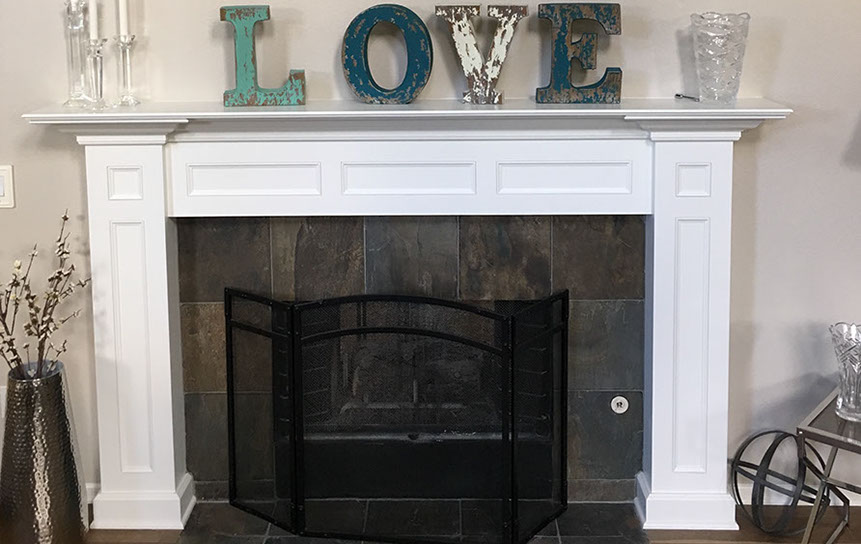 Natural Oak Fireplace Mantel with a Natural Clear Coat Finish.
