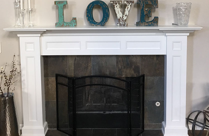 Natural Oak Fireplace Mantel with a Natural Clear Coat Finish.