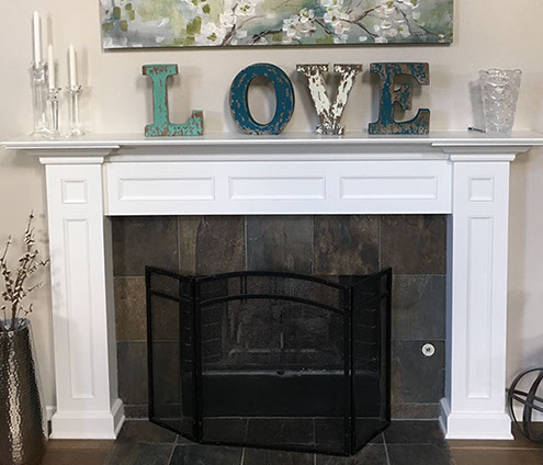 Natural Oak Fireplace Mantel with a Natural Clear Coat Finish.