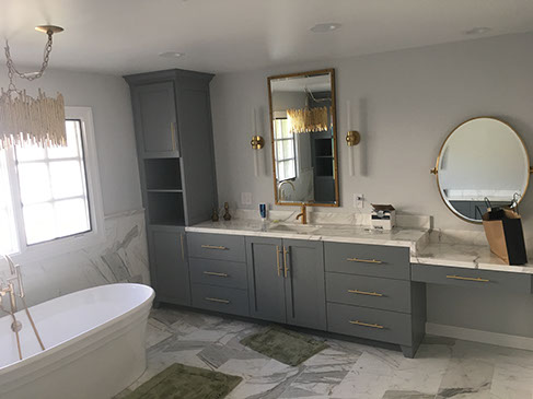 Paint Grade Colonial Bathroom Vanity with an Antique White Lacquer Finish