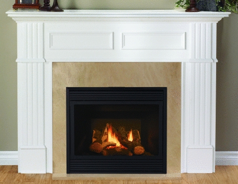 Colonial Paint Grade Fluted Mantel with a Swiss Coffee Lacquer Finish